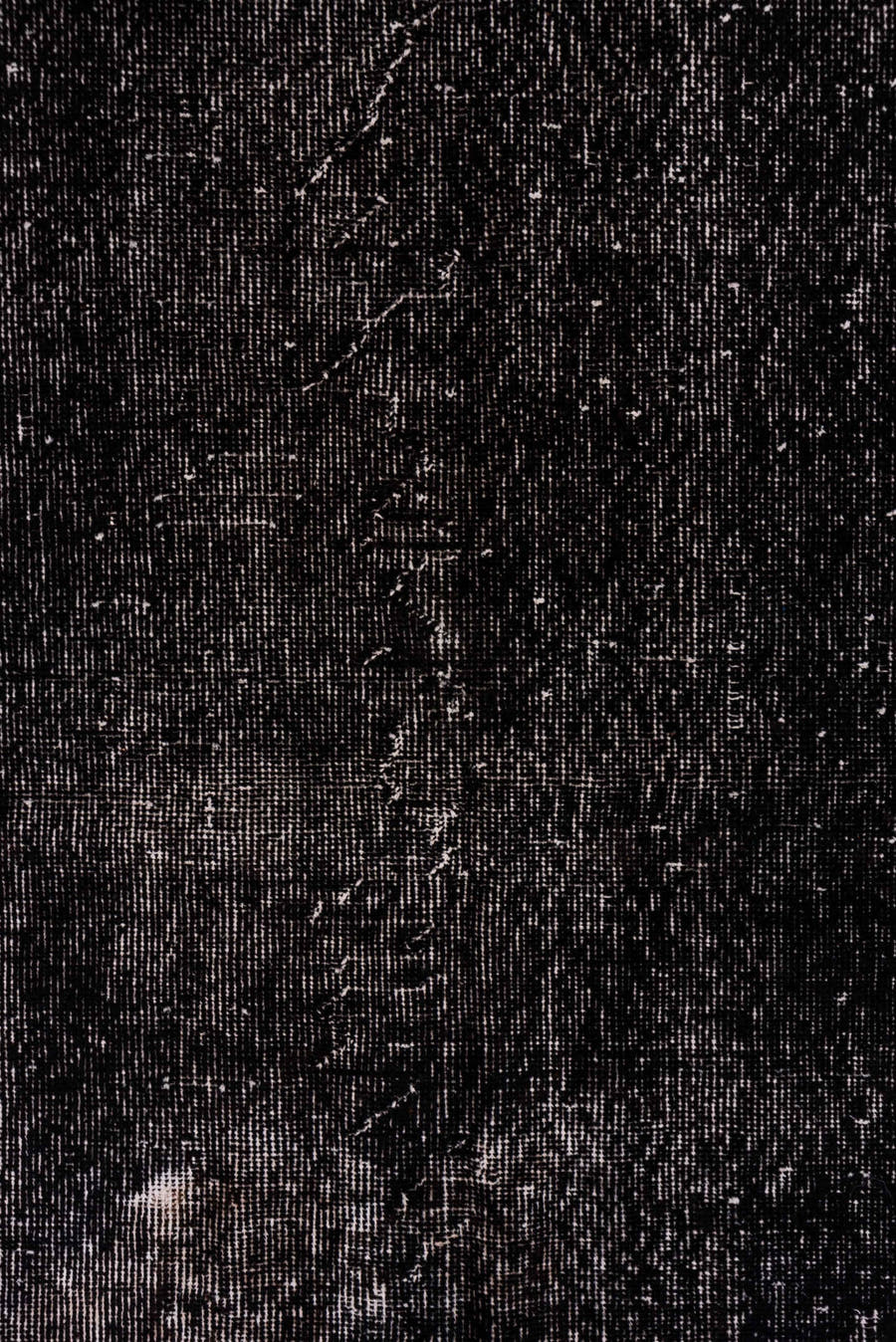 3' x 10' one-of-a-kind handmade vintage Overdyed runner rug. Color palette: charcoal, taupe, gray, ebony, black, beige