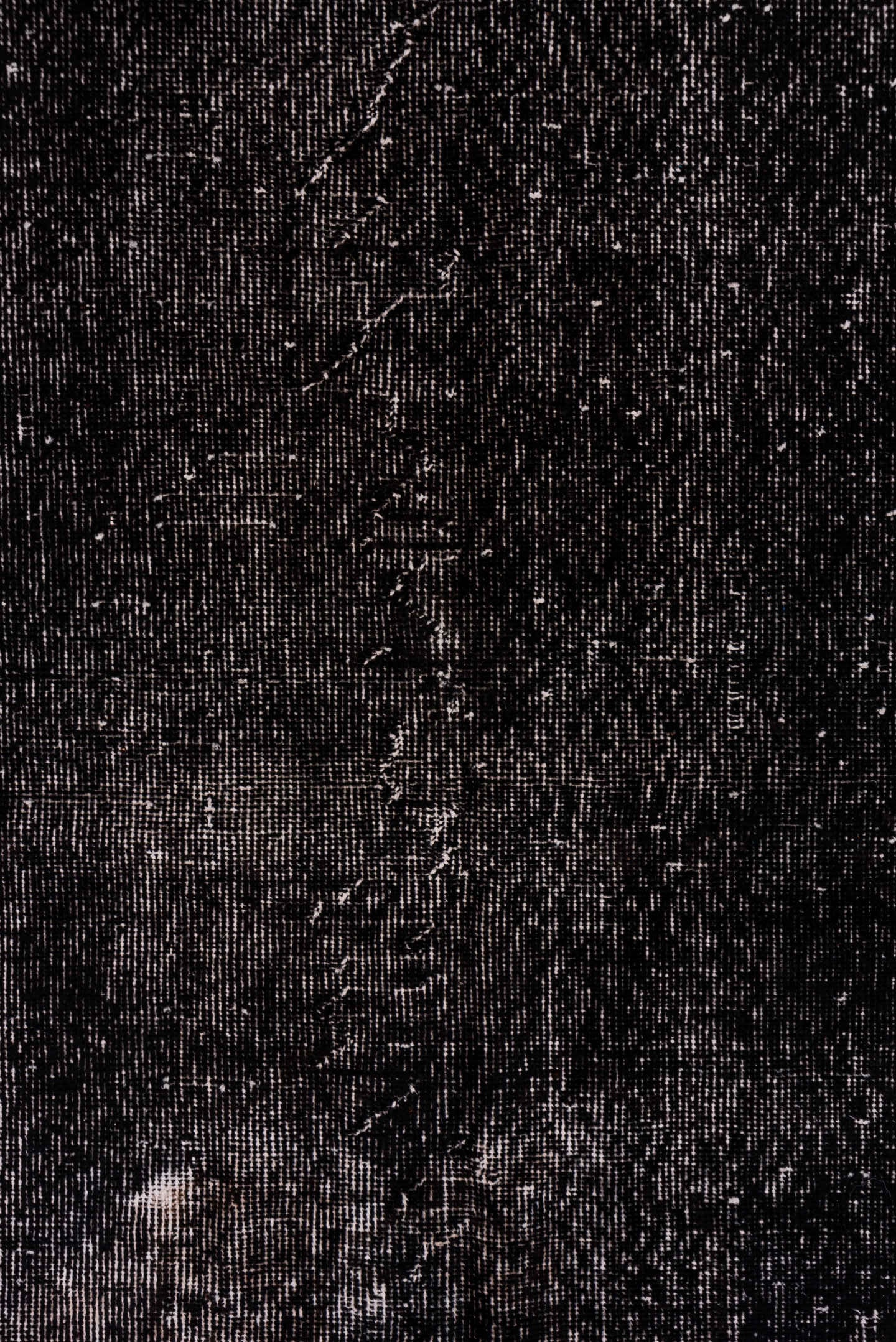 3' x 10' one-of-a-kind handmade vintage Overdyed runner rug. Color palette: charcoal, taupe, gray, ebony, black, beige