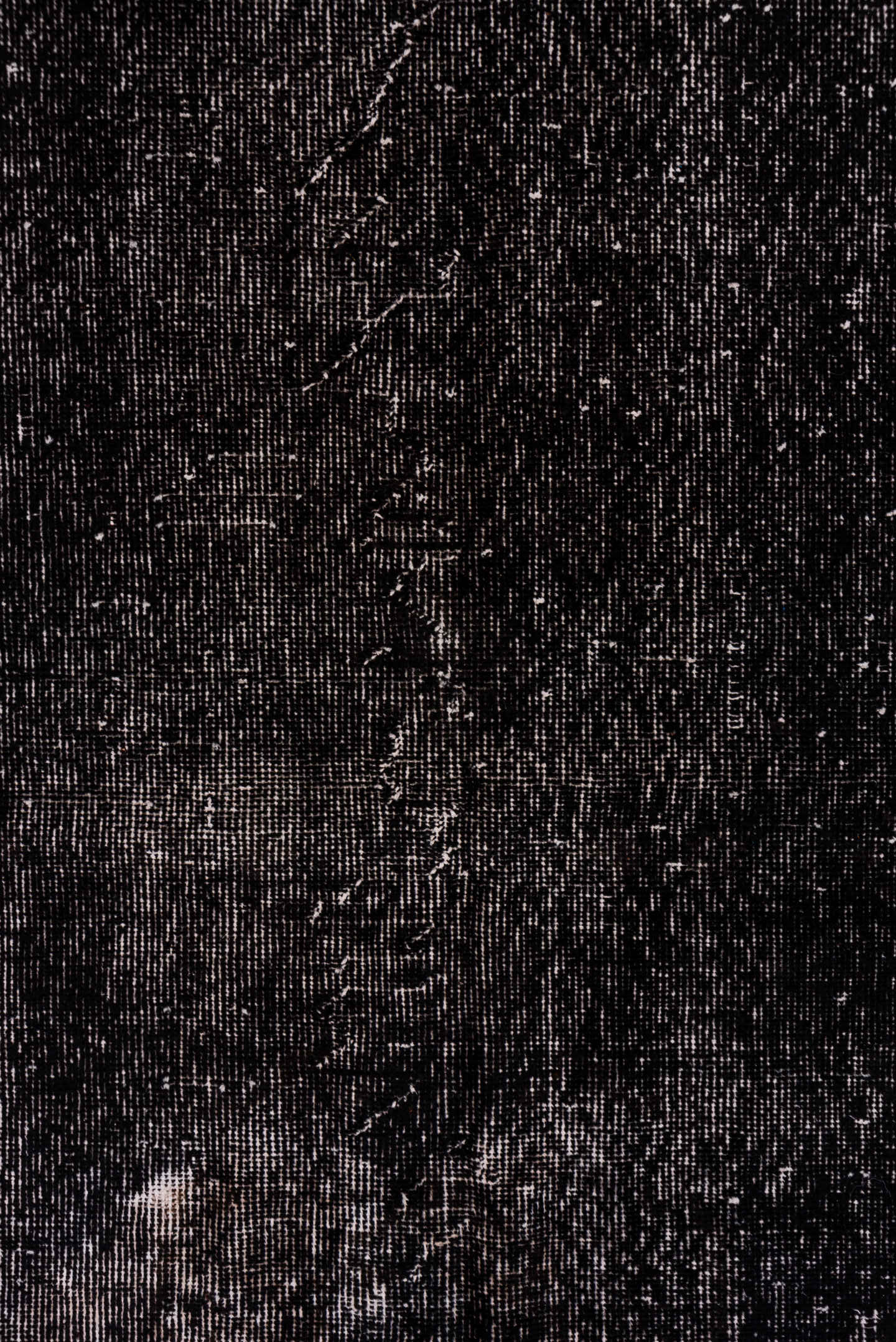 3' x 10' one-of-a-kind handmade vintage Overdyed runner rug. Color palette: charcoal, taupe, gray, ebony, black, beige