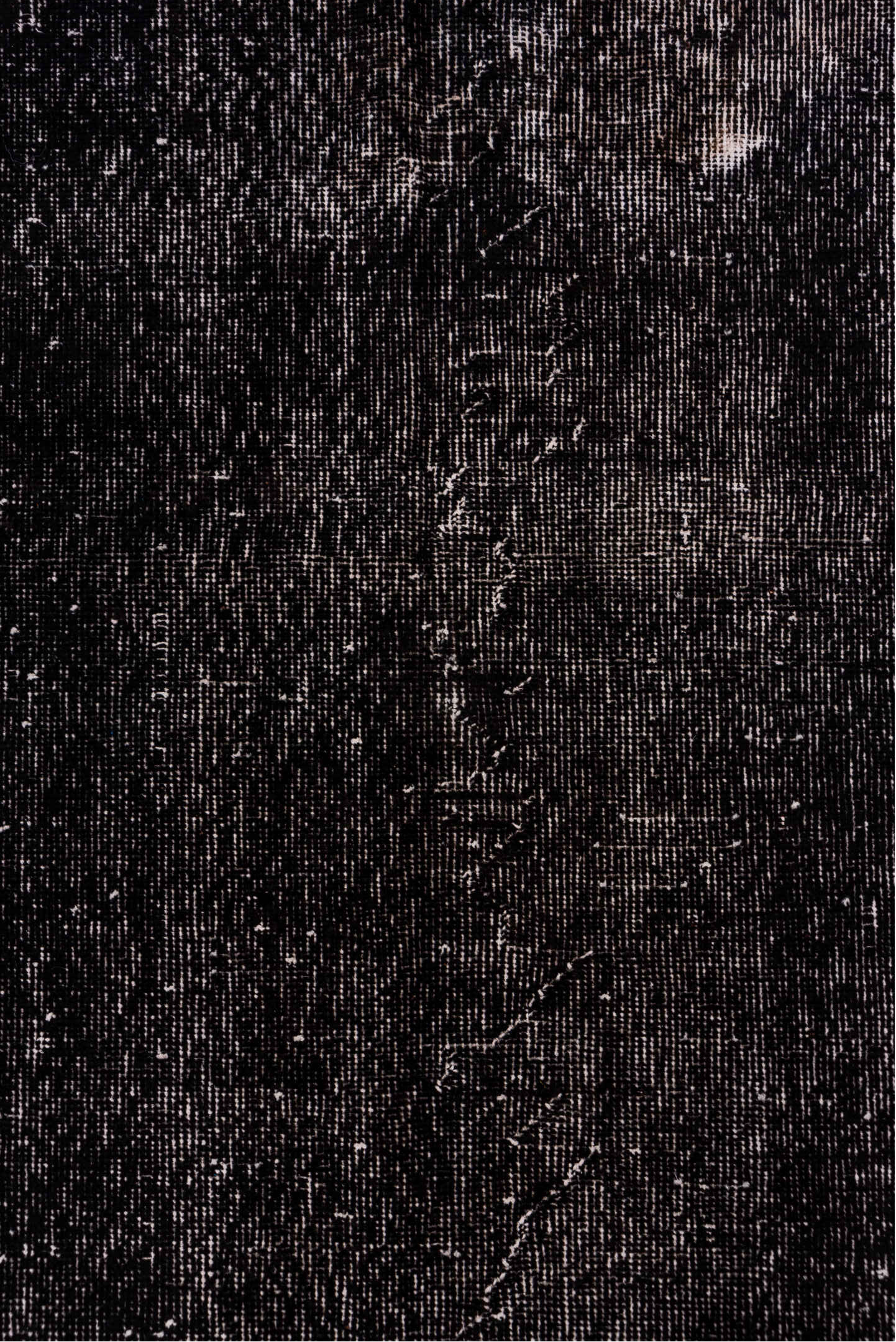 3' x 10' one-of-a-kind handmade vintage Overdyed runner rug. Color palette: black, charcoal, dark gray, dim gray, gray