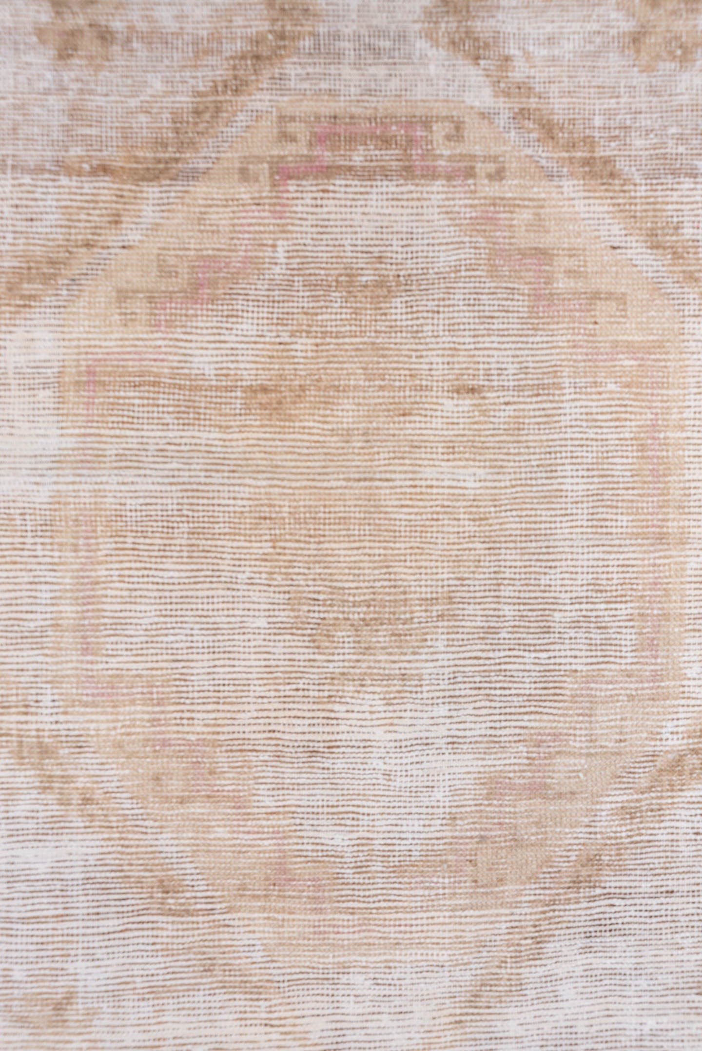 2' x 13' one-of-a-kind handmade vintage Oushak runner rug. Color palette: ivory, blush, sand, taupe, peach, pink, beige