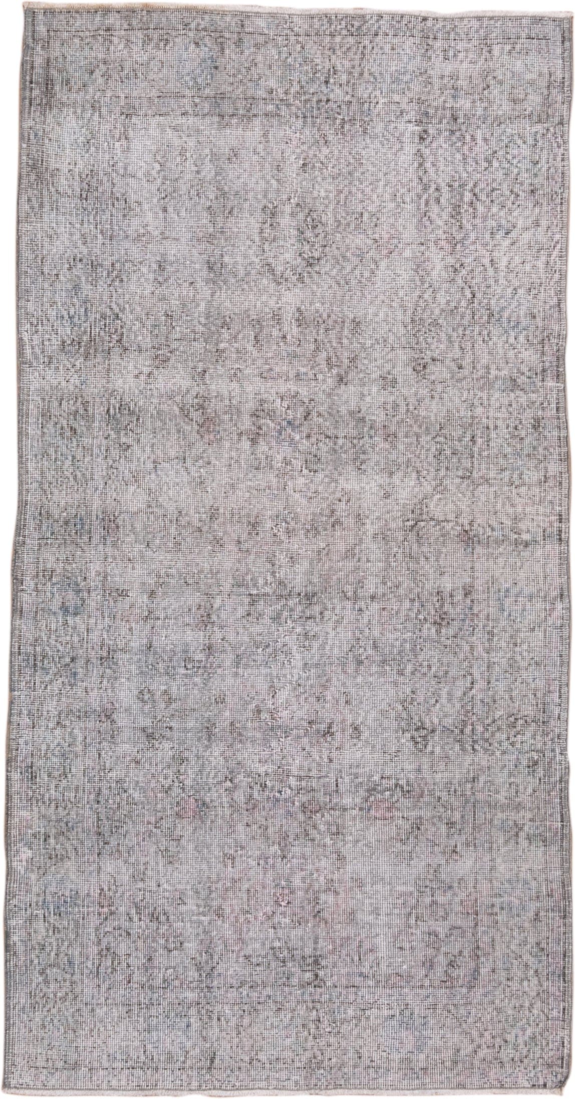 3' x 6' one-of-a-kind handmade vintage Overdyed small size rug. Color palette: taupe, ivory, gray, blush, beige, pink