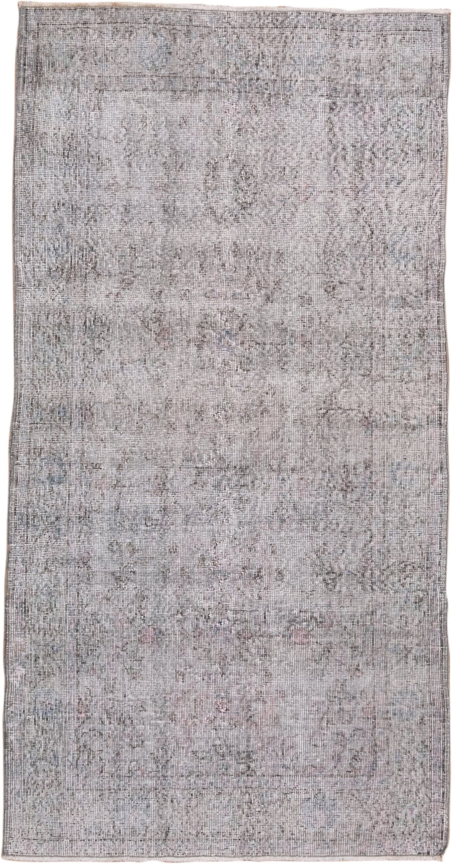 3' x 6' one-of-a-kind handmade vintage Overdyed small size rug. Color palette: taupe, ivory, gray, blush, beige, pink
