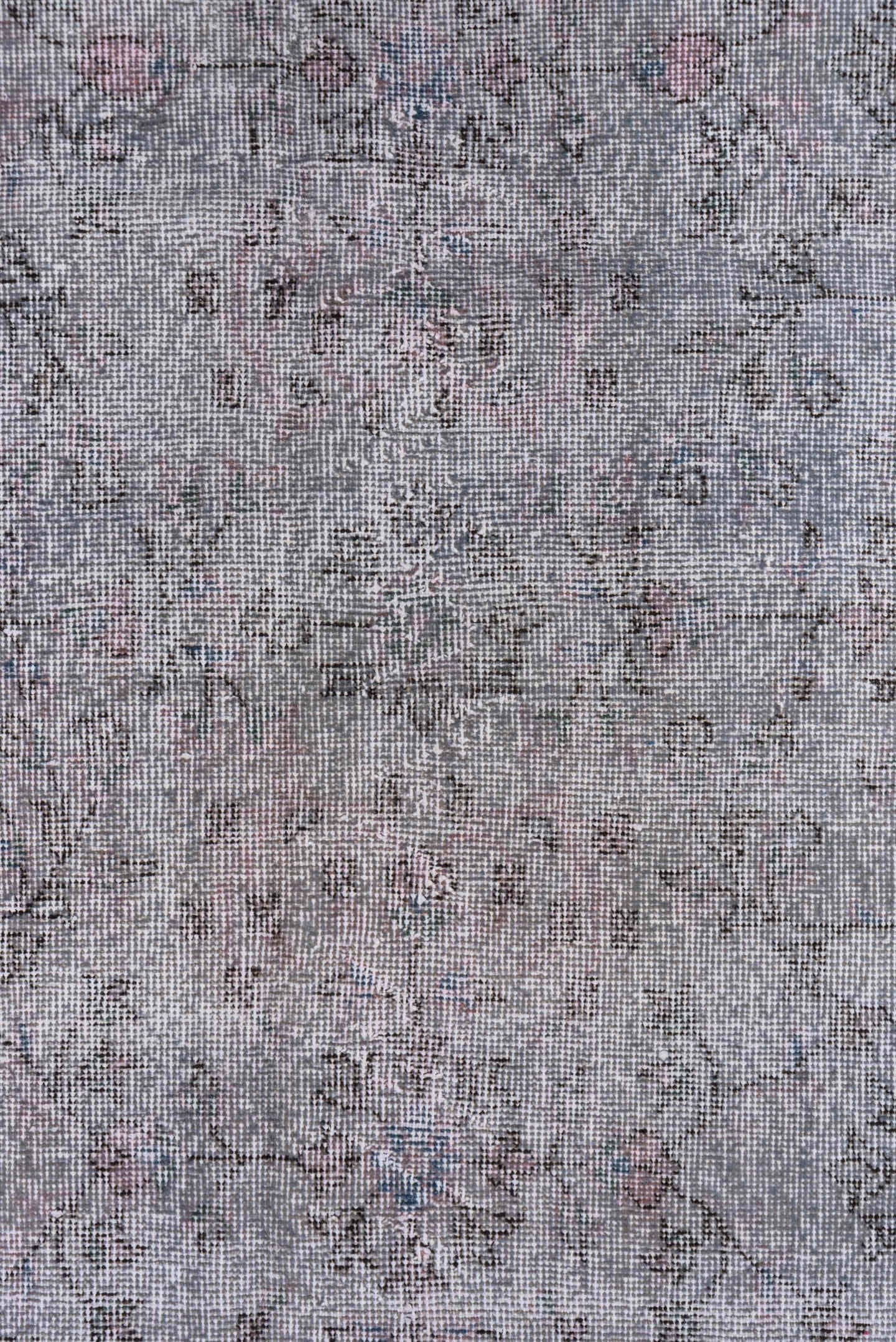 3' x 6' one-of-a-kind handmade vintage Overdyed small size rug. Color palette: taupe, ivory, gray, blush, beige, pink