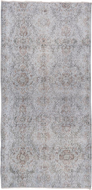 3' x 6' one-of-a-kind handmade vintage Oushak small size rug. Color palette: ivory, taupe, gray, blush, beige, pink