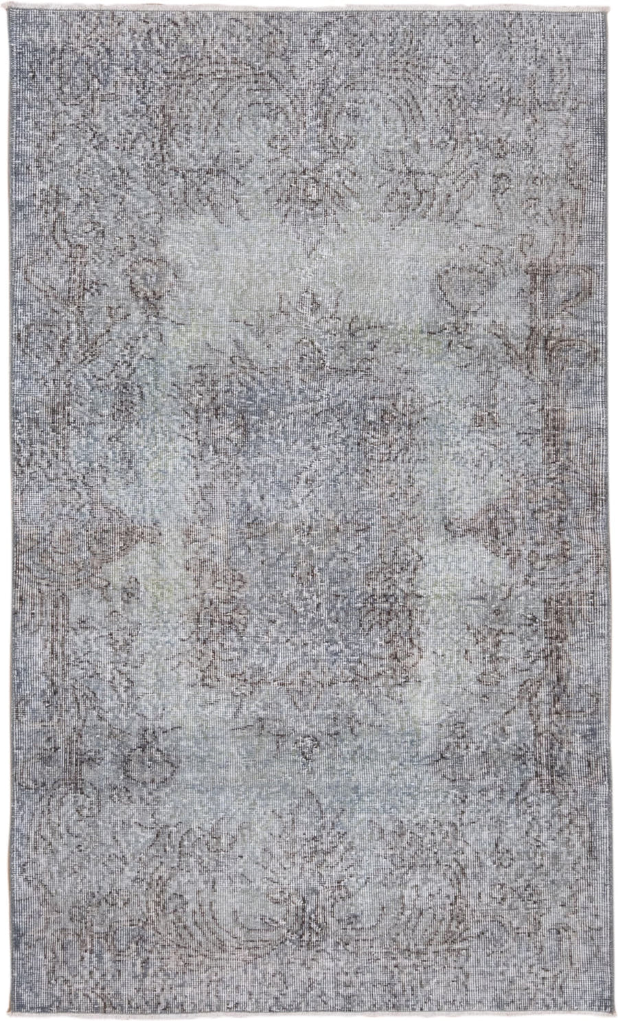 3' x 6' one-of-a-kind handmade vintage Oushak small size rug. Color palette: ivory, gray, taupe, pale_blue, beige