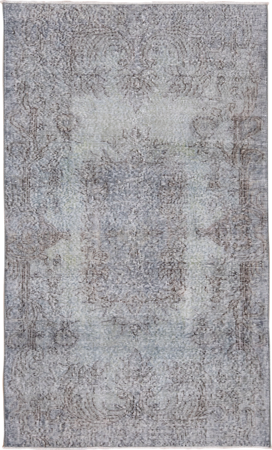 3' x 6' one-of-a-kind handmade vintage Oushak small size rug. Color palette: ivory, gray, taupe, pale_blue, beige