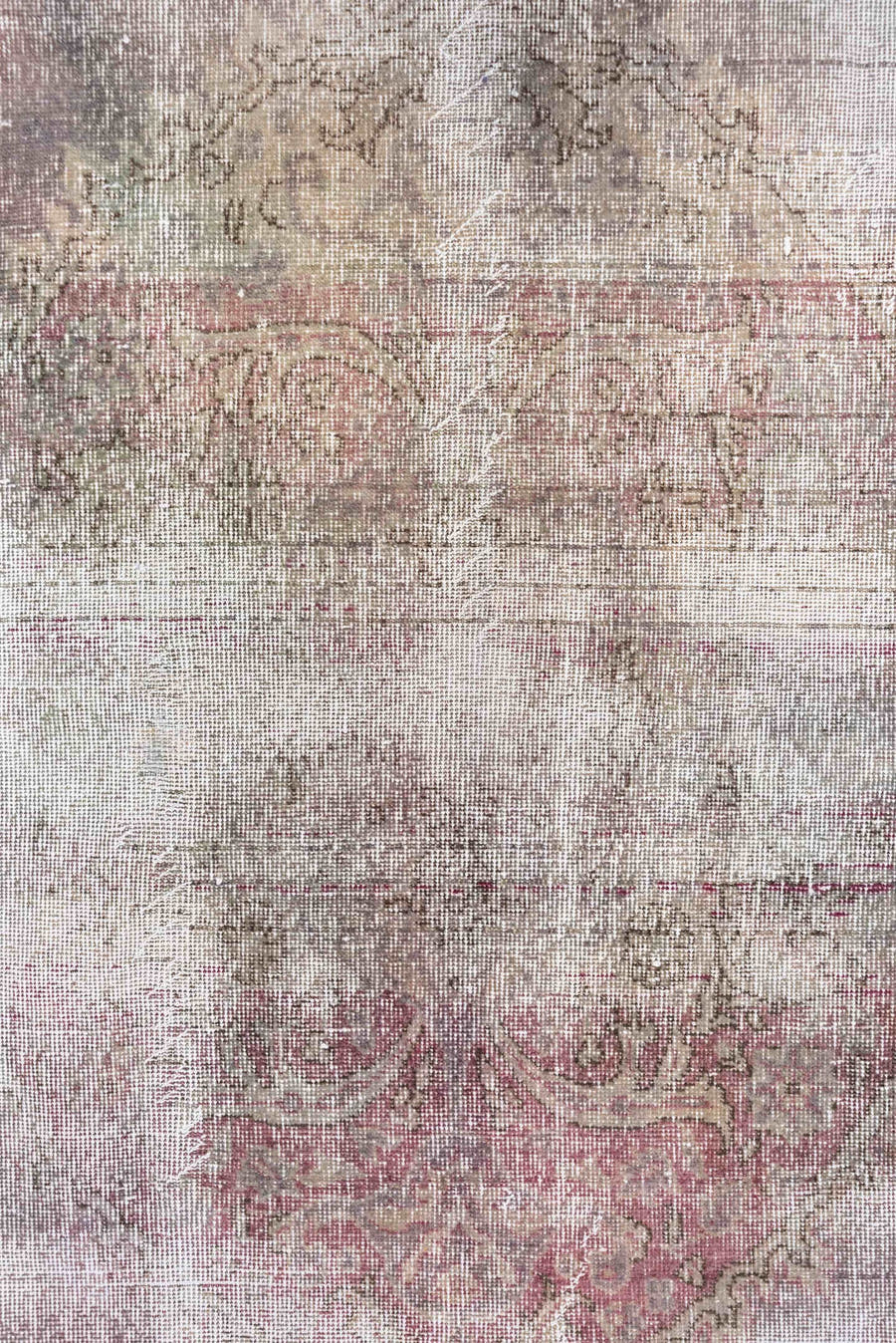 6' x 10' one-of-a-kind handmade vintage Oushak large size rug. Color palette: rose, mauve, ivory, taupe, sage, blush