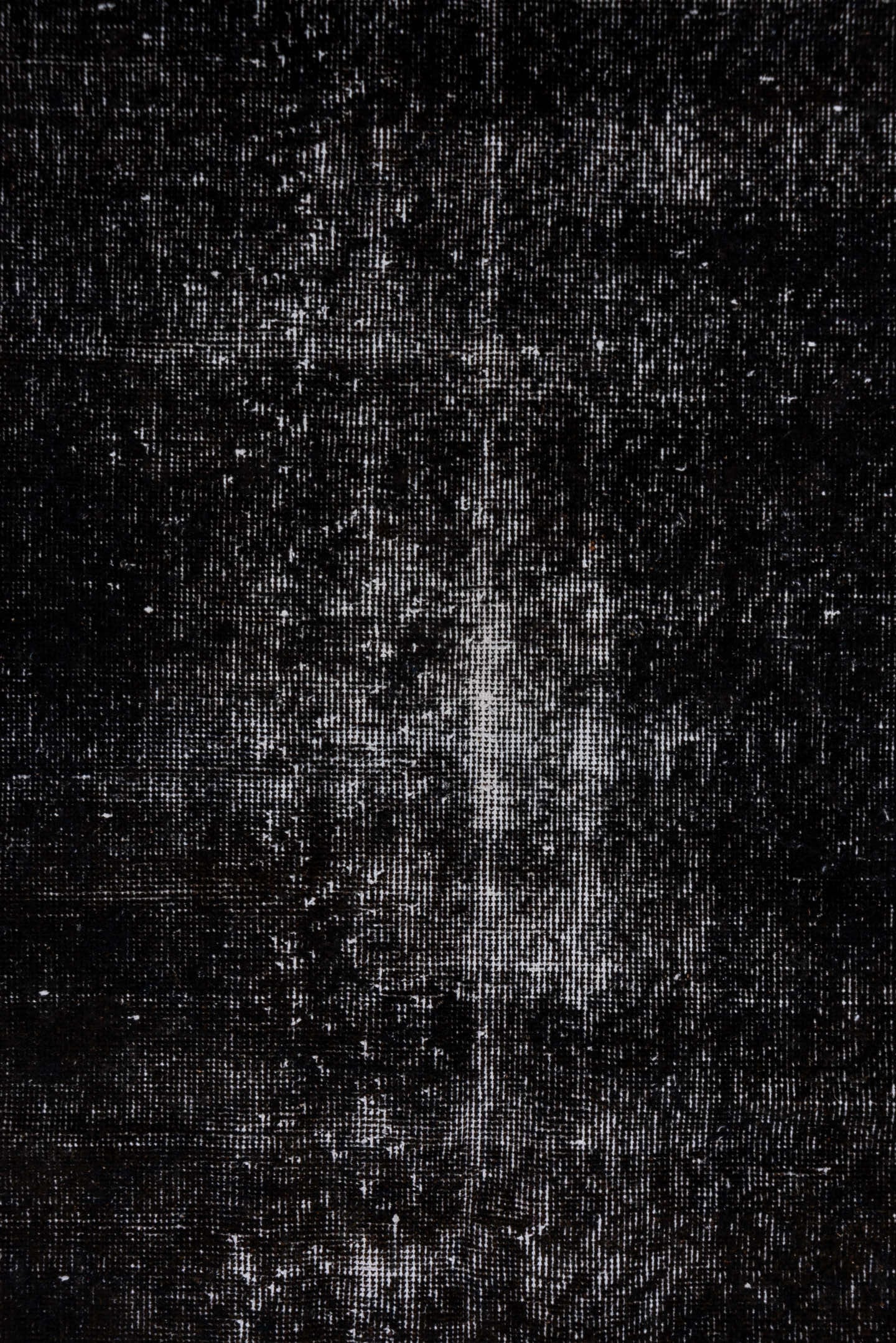 3' x 6' one-of-a-kind handmade vintage Overdyed runner rug. Color palette: charcoal, black, slate, ivory, gray