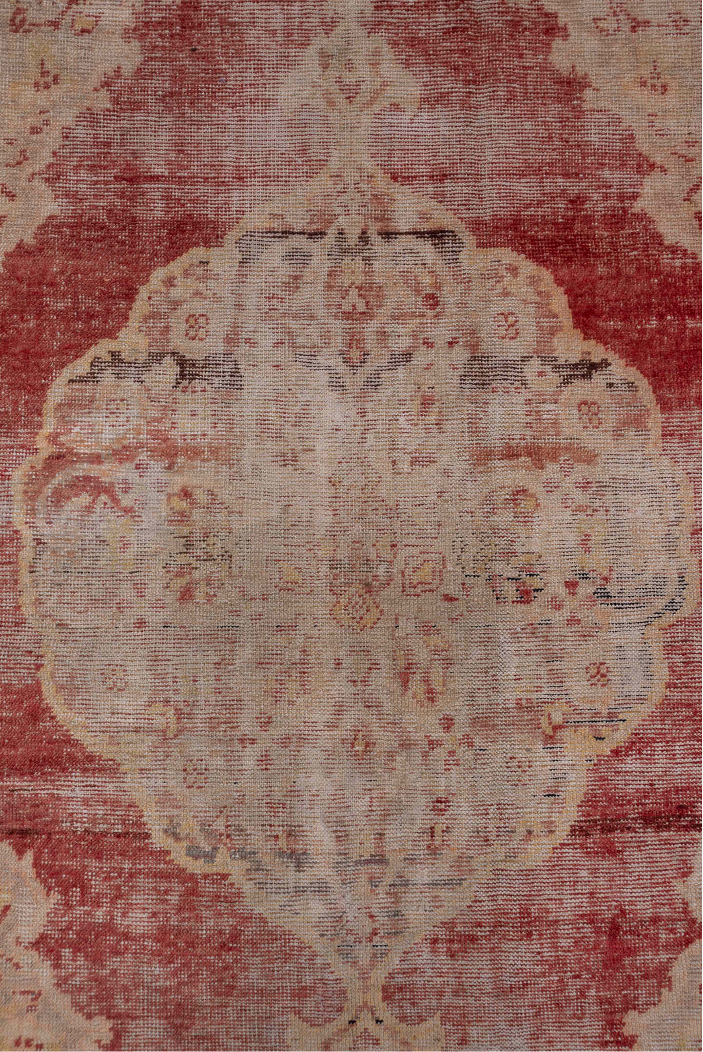 5' x 9' one-of-a-kind handmade vintage Oushak medium size rug. Color palette: rose, ivory, blush, terra cotta, dusty pink