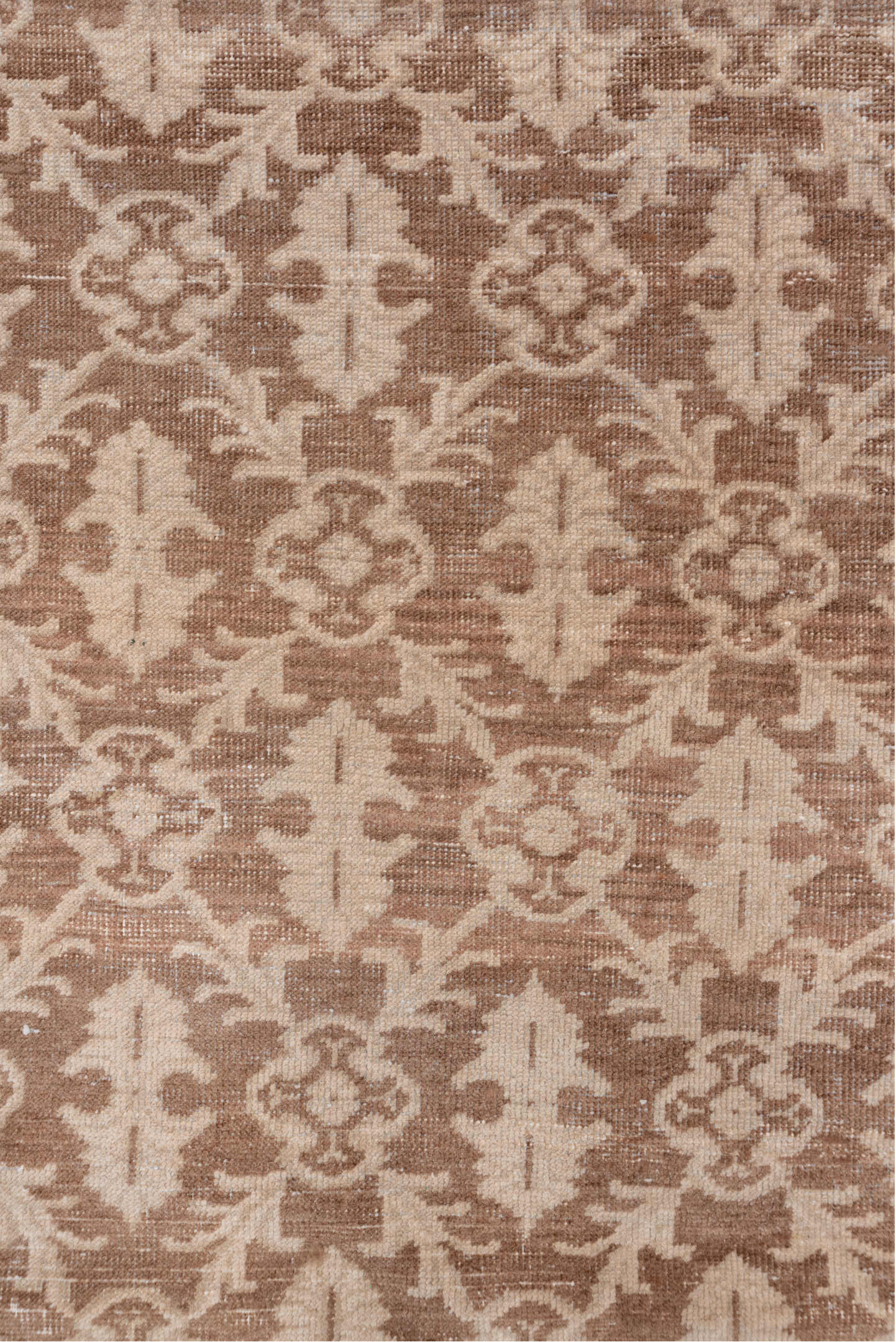 2' x 10' one-of-a-kind handmade vintage Oushak runner rug. Color palette: taupe, ivory, beige, brown, gray