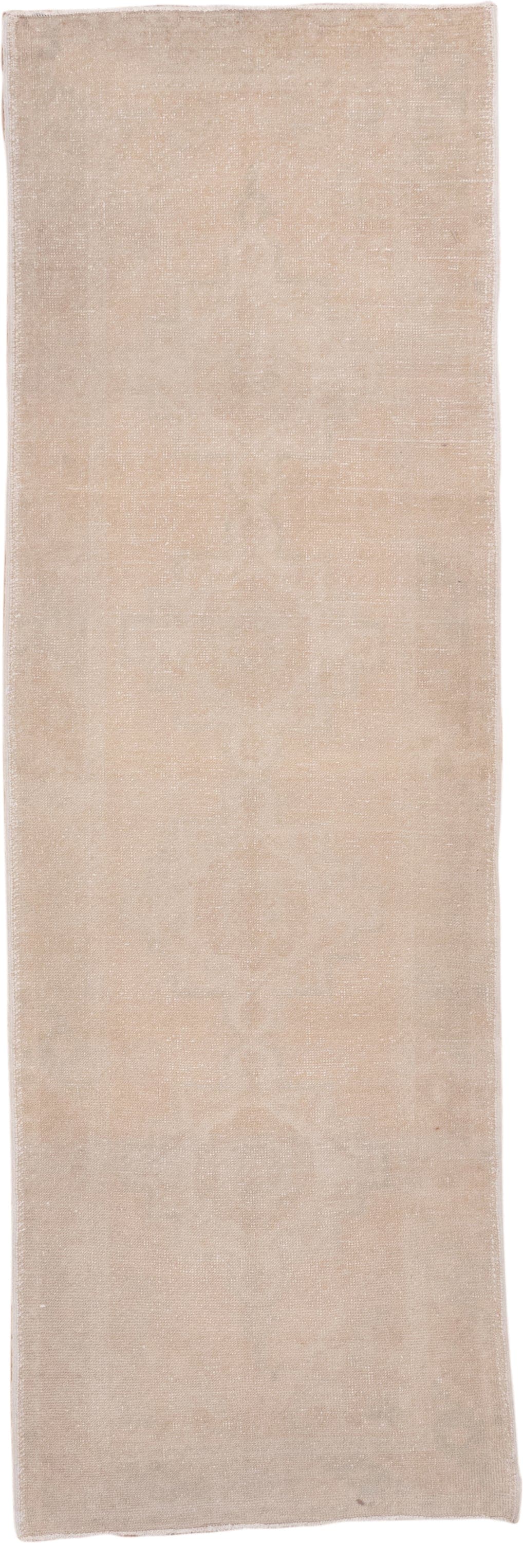 3' x 9' one-of-a-kind handmade vintage Oushak runner rug. Color palette: ivory, cream, beige, taupe, blush, gray, pink