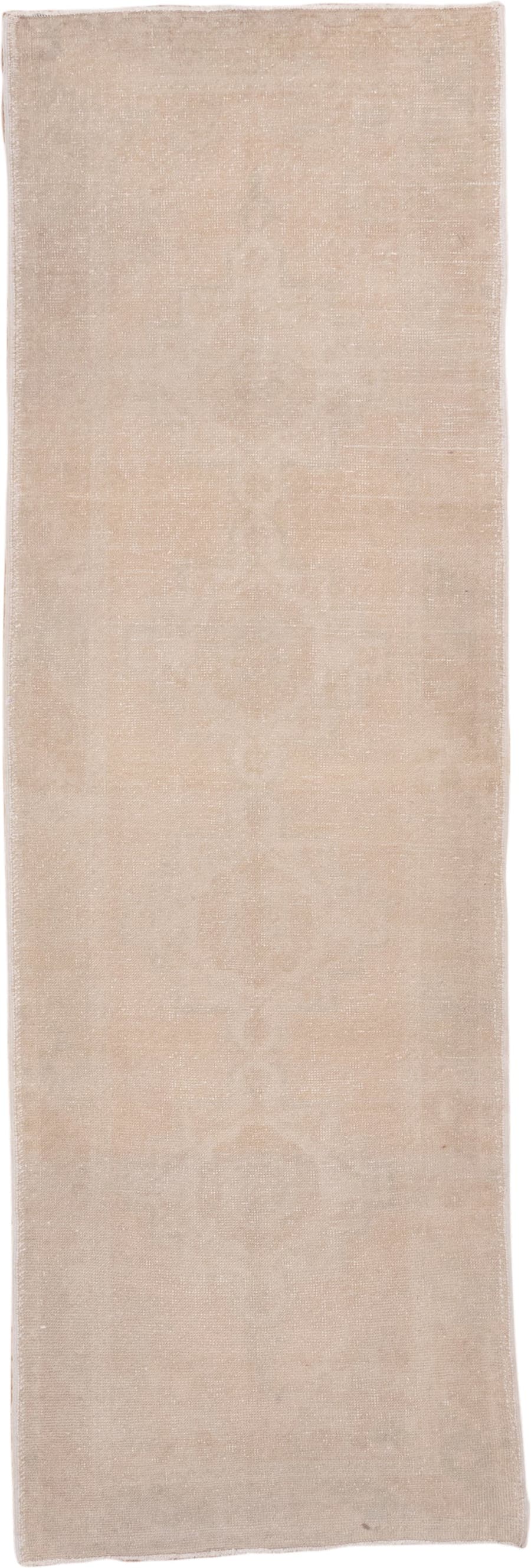 3' x 9' one-of-a-kind handmade vintage Oushak runner rug. Color palette: ivory, cream, beige, taupe, blush, gray, pink
