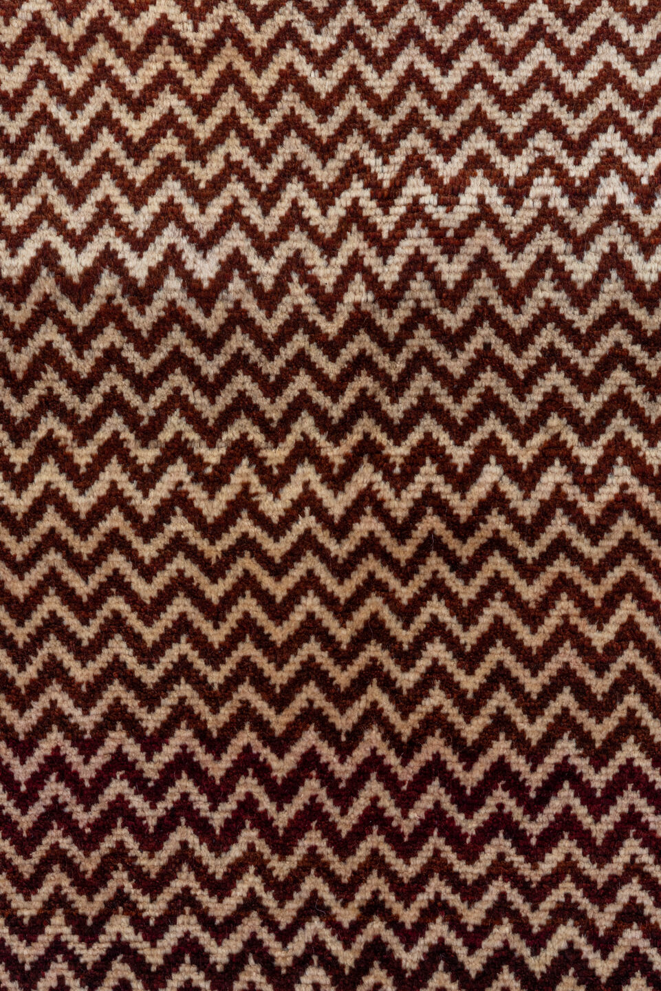 3' x 6' one-of-a-kind handmade antique Gabbe small size rug. Color palette: ivory, brown, rust, black, camel, burgundy