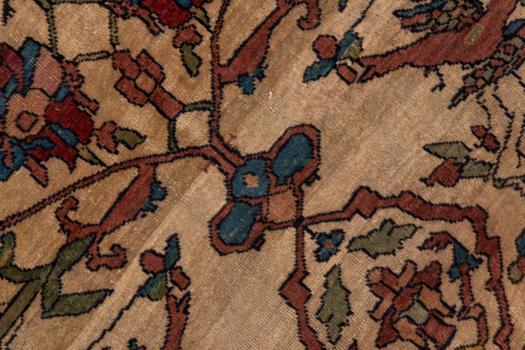 4' x 6' one-of-a-kind handmade antique Far.Sarouk small size rug. Color palette: ivory, charcoal, rose, rust, sage, sky blue