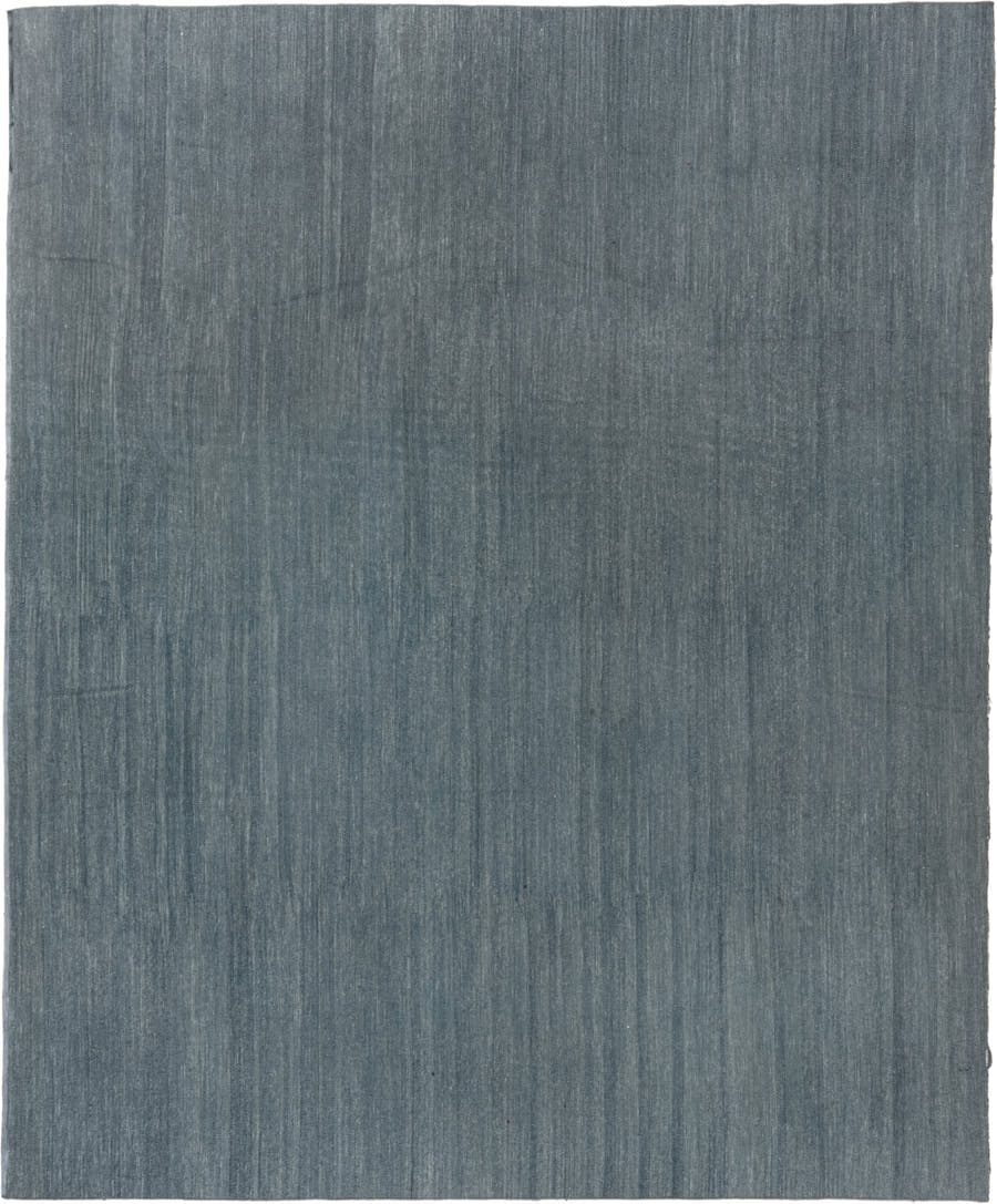 10' x 12' one-of-a-kind handmade vintage Kilim large size rug. Color palette: slate, blue, steel_blue, charcoal, gray, black