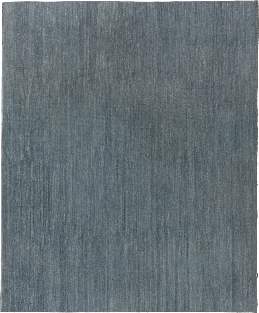 10' x 12' one-of-a-kind handmade vintage Kilim large size rug. Color palette: slate, blue, steel_blue, charcoal, gray, black