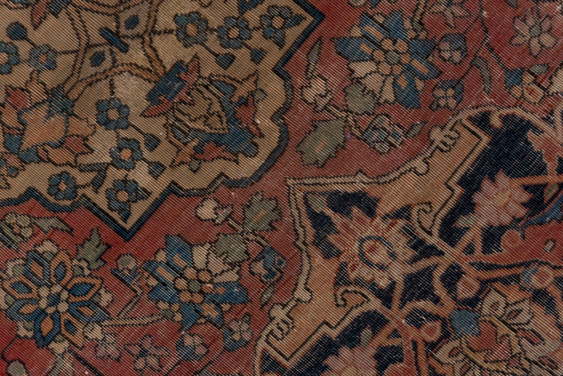 10' x 13' one-of-a-kind handmade antique Mohtasham Kashan large size rug. Color palette: rust, navy, ivory, soft blue, rose