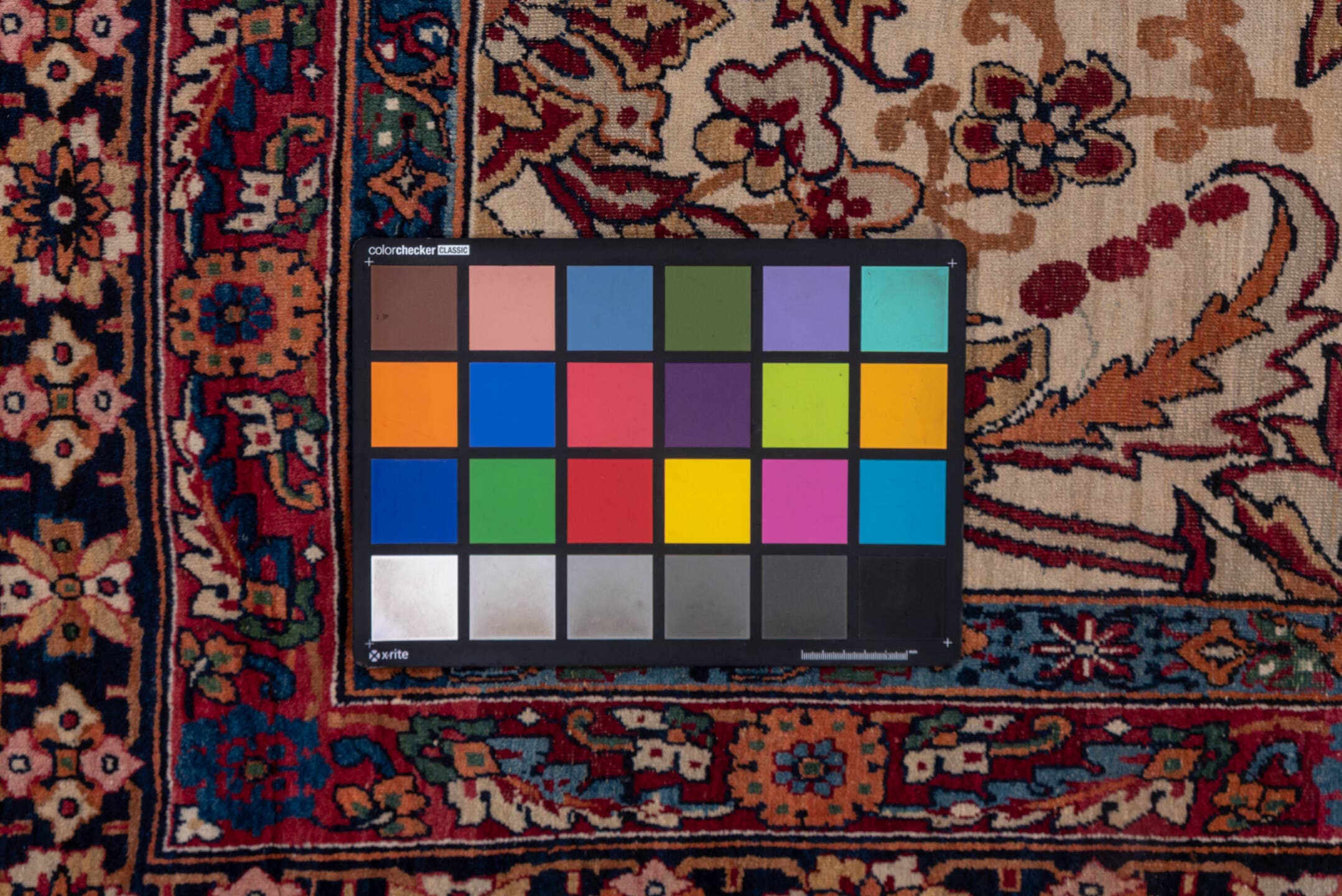 11' x 15' one-of-a-kind handmade antique Lavar oversize rug. Color palette: ivory, indigo, rust, burgundy, camel, navy, rose