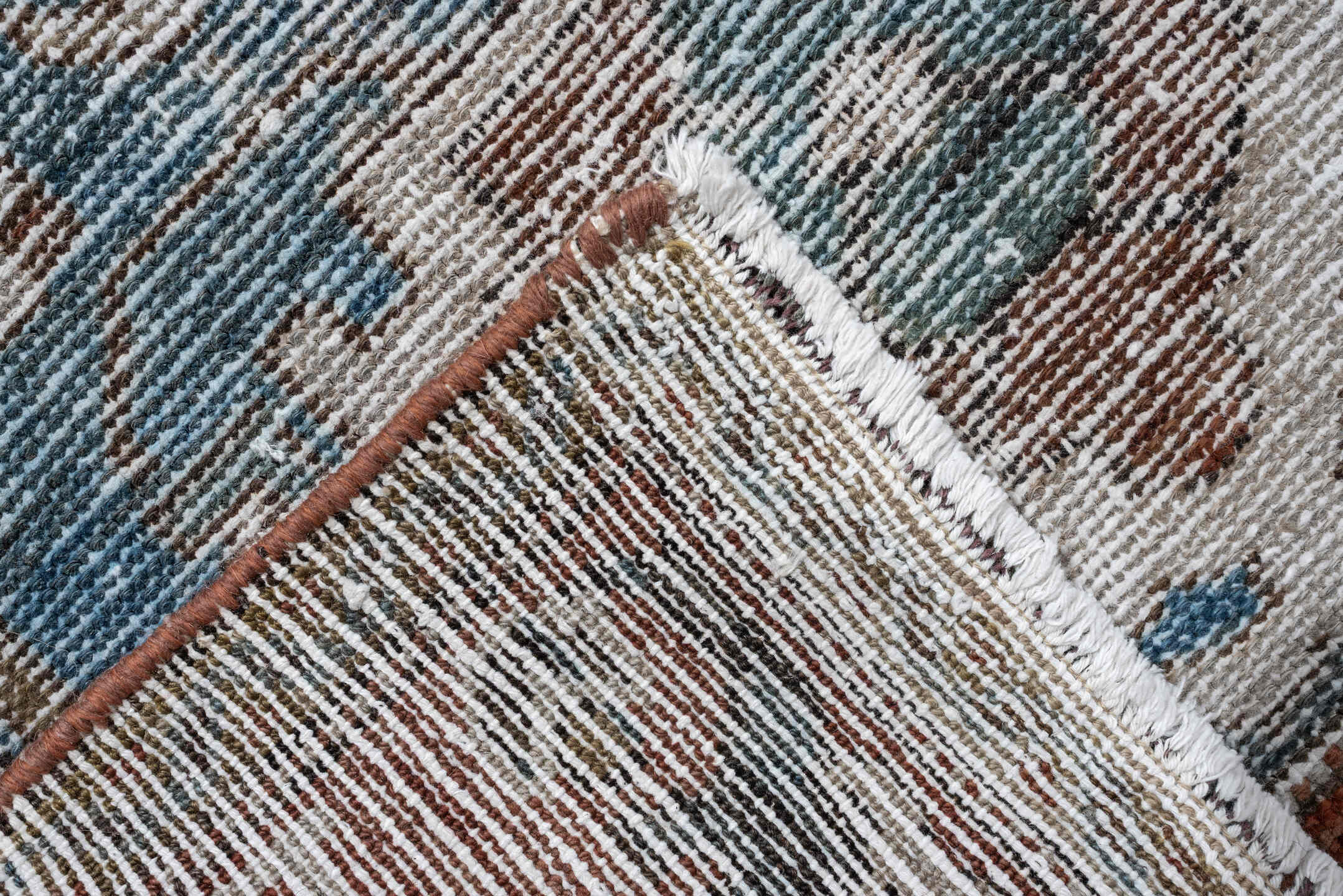 12' x 15' one-of-a-kind handmade antique Baktiary oversize rug. Color palette: sky blue, terracotta, ivory, taupe, slate