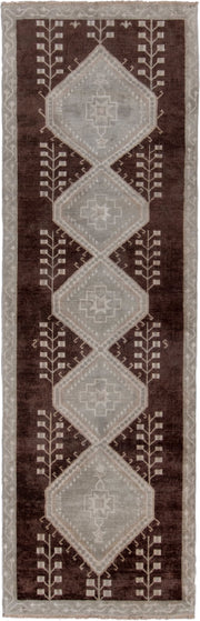 5' x 9' one-of-a-kind handmade vintage Oushak medium size rug. Color palette: brown, taupe, ivory, gray, charcoal, beige
