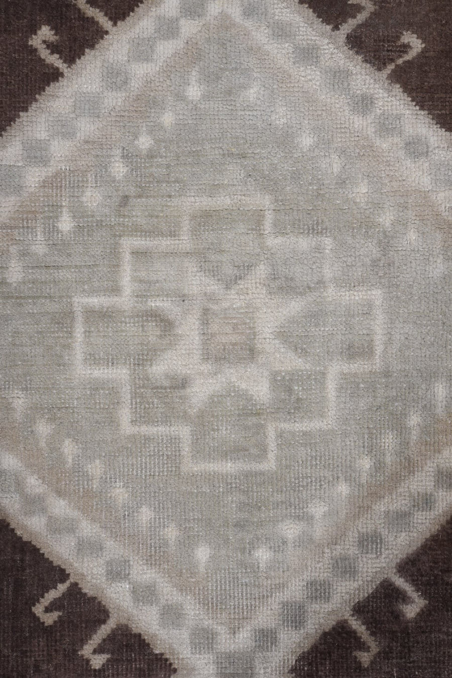 5' x 9' one-of-a-kind handmade vintage Oushak medium size rug. Color palette: brown, taupe, ivory, gray, charcoal, beige