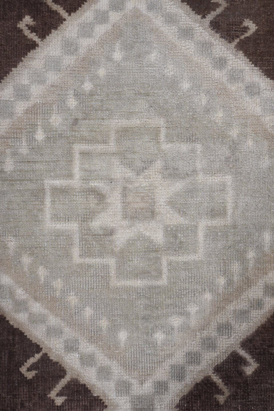 5' x 9' one-of-a-kind handmade vintage Oushak medium size rug. Color palette: brown, taupe, ivory, gray, charcoal, beige