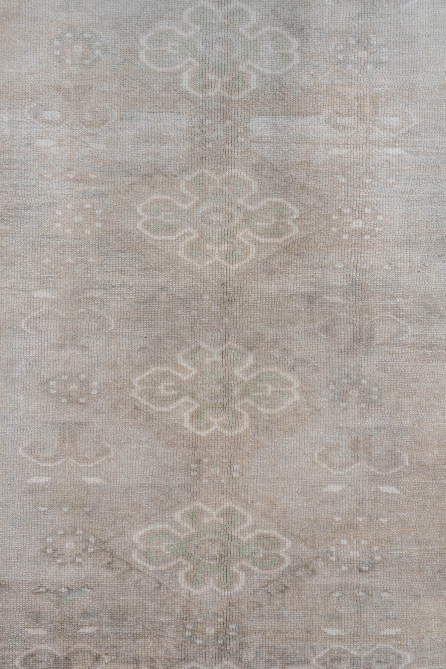 6' x 10' one-of-a-kind handmade vintage Oushak large size rug. Color palette: taupe, ivory, beige, blush, stone, greige