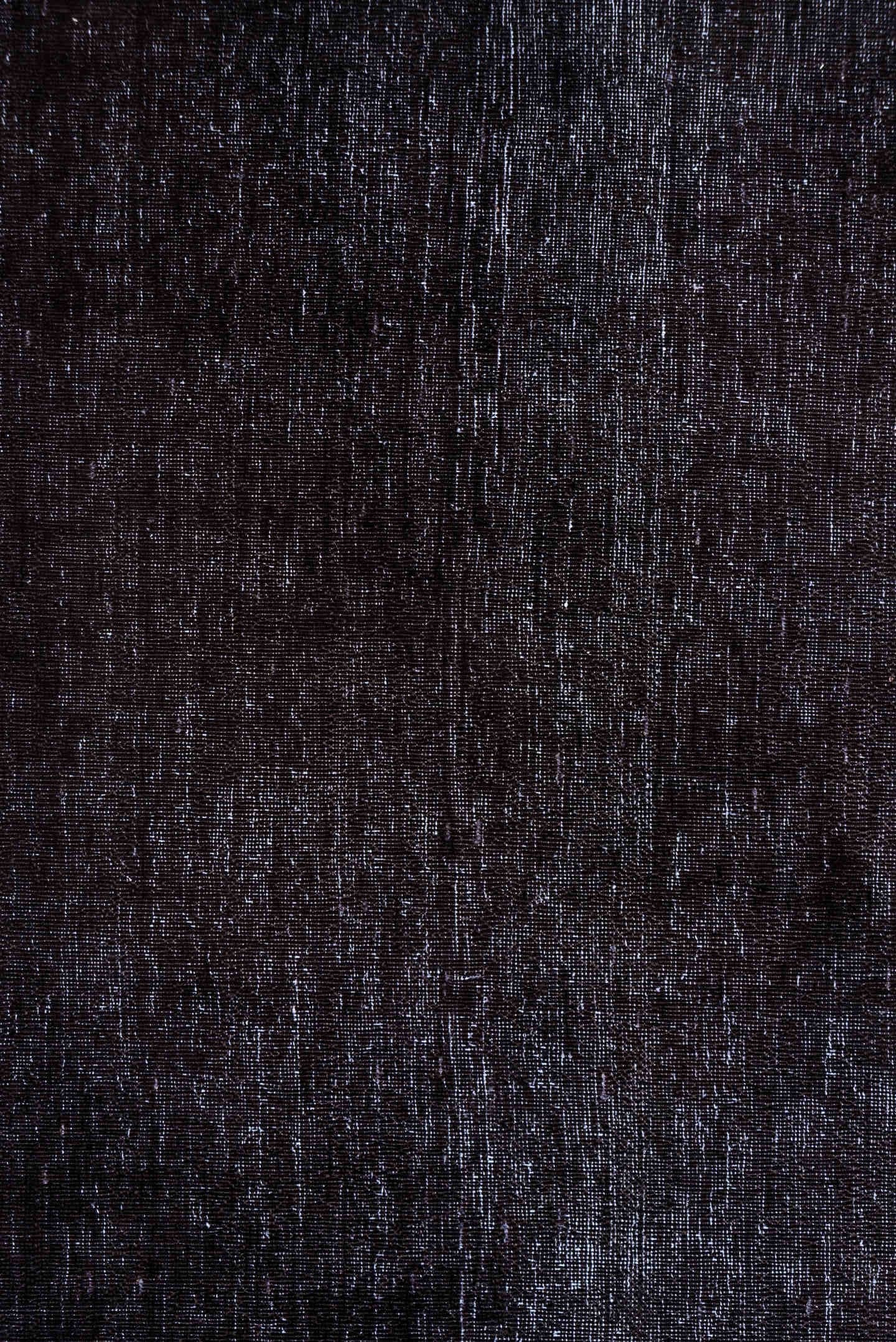 3' x 9' one-of-a-kind handmade vintage Overdyed runner rug. Color palette: charcoal, ebony, slate, gray, black