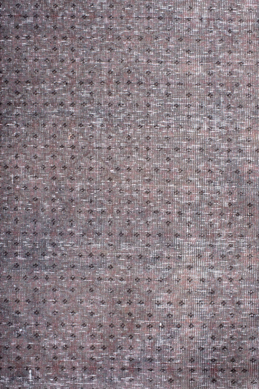 2' x 8' one-of-a-kind handmade vintage Overdyed runner rug. Color palette: lavender, gray, taupe, charcoal, ivory