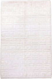 8' x 11' one-of-a-kind handmade vintage Oushak large size rug. Color palette: ivory, cream, blush, beige, pink