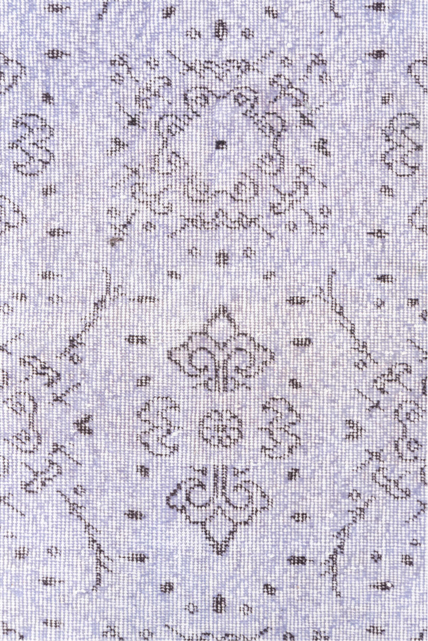 3' x 6' one-of-a-kind handmade vintage Overdyed runner rug. Color palette: gainsboro, gray, lavender blush, light gray