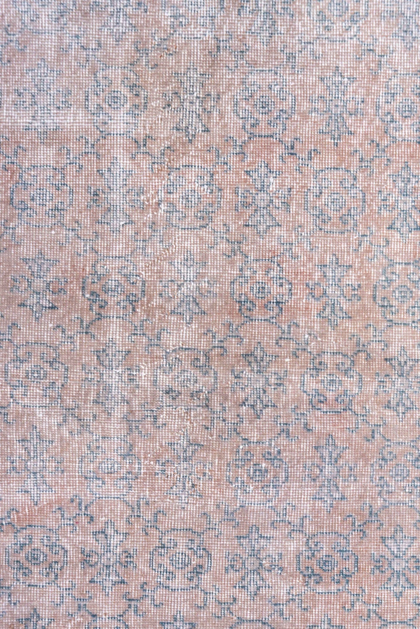 3' x 6' one-of-a-kind handmade vintage Overdyed small size rug. Color palette: blush, ivory, gray, taupe, pink, beige