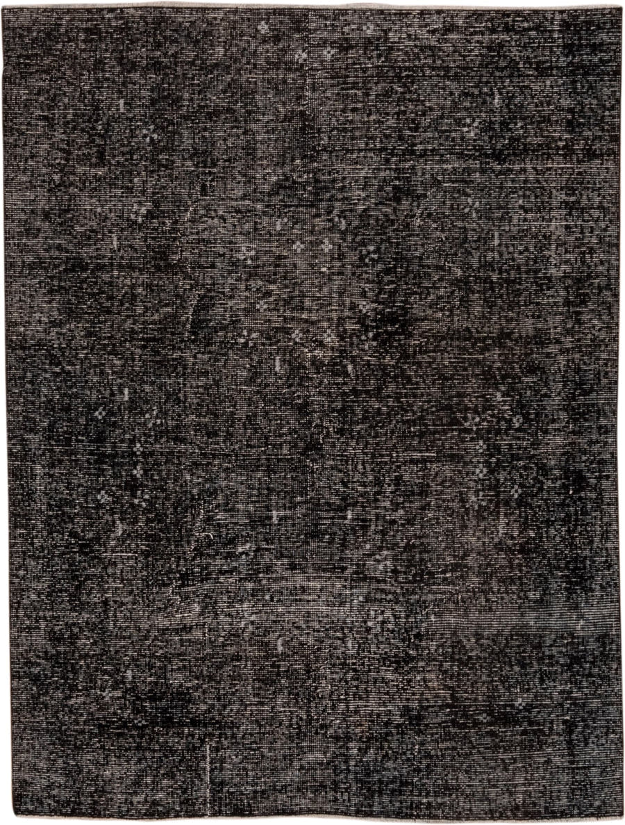 4' x 6' one-of-a-kind handmade vintage Overdyed small size rug. Color palette: charcoal, taupe, gray, ebony, black, beige