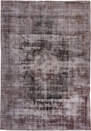 7' x 10' one-of-a-kind handmade vintage Overdyed large size rug. Color palette: taupe, rose, ivory, charcoal, burgundy