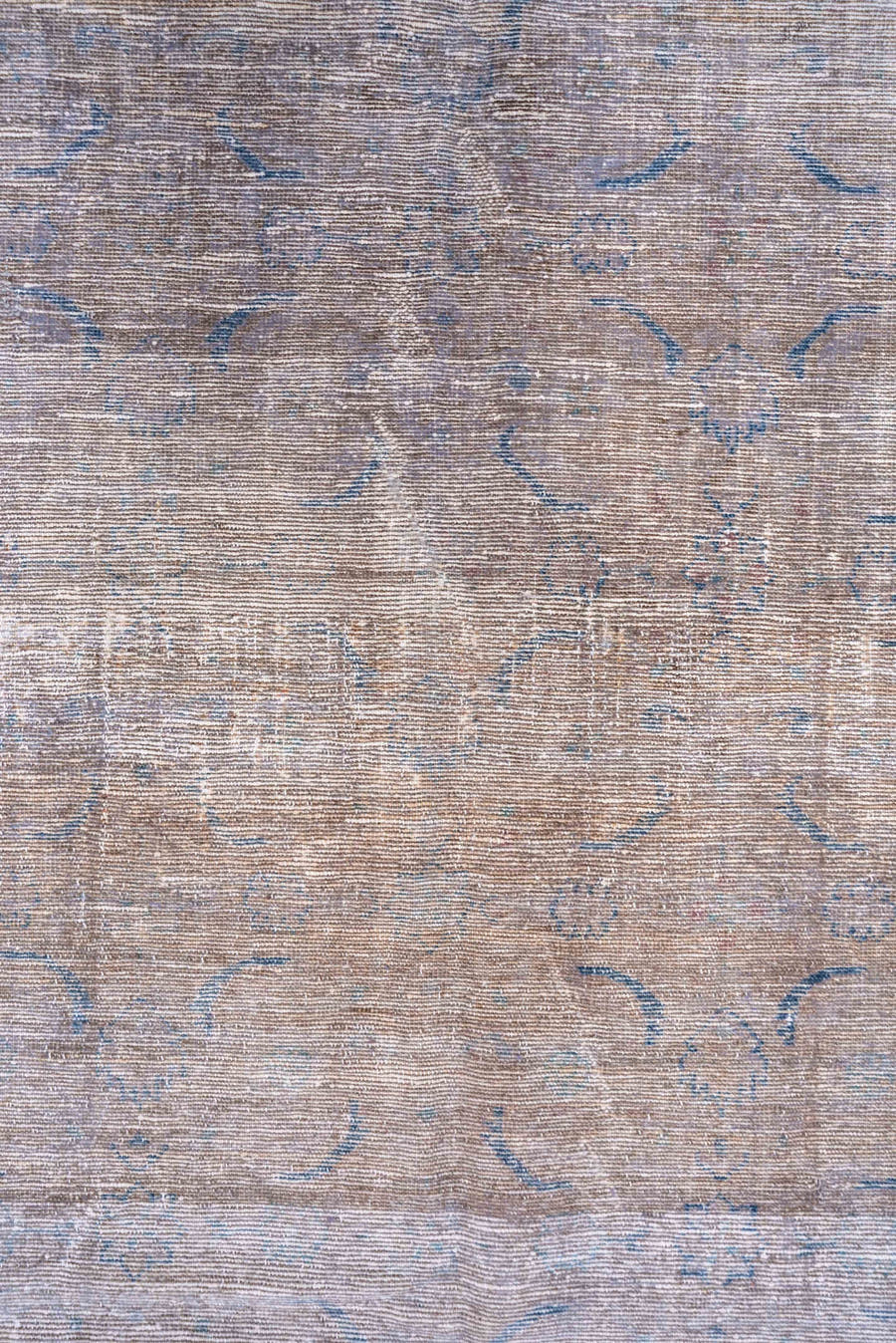 9' x 11' one-of-a-kind handmade vintage Overdyed large size rug. Color palette: blush, beige, powder blue, ivory, taupe