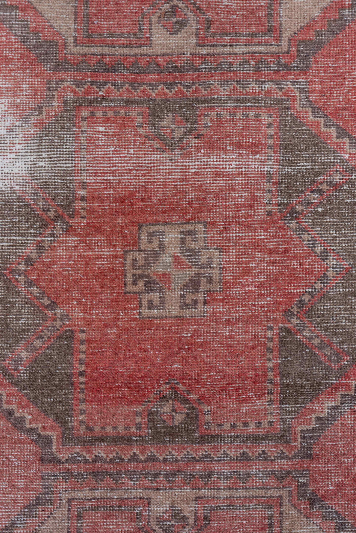 2' x 10' one-of-a-kind handmade vintage Oushak runner rug. Color palette: rose, charcoal, ivory, taupe, terracotta, pink