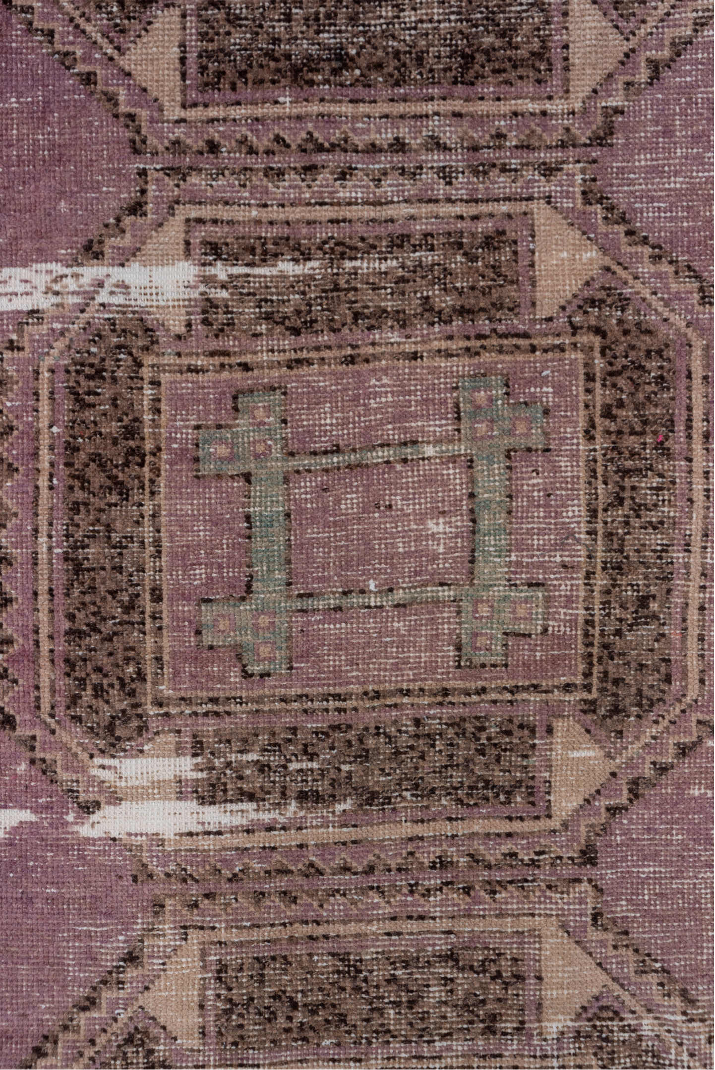 2' x 11' one-of-a-kind handmade vintage Oushak runner rug. Color palette: brown, gray, light gray, off-white, pink, snow