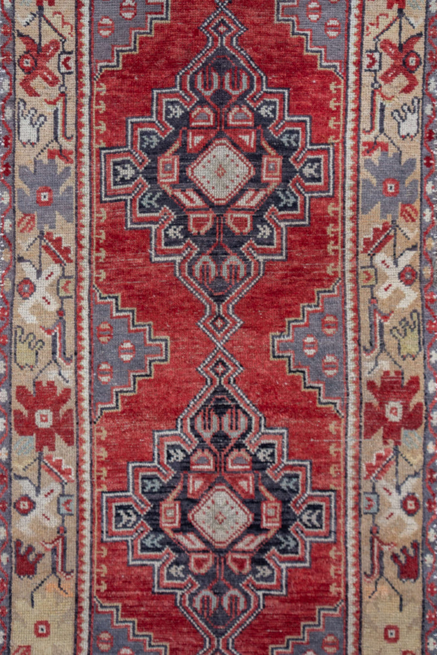 2' x 10' one-of-a-kind handmade vintage Oushak runner rug. Color palette: rust, ivory, slate, charcoal, rose, taupe