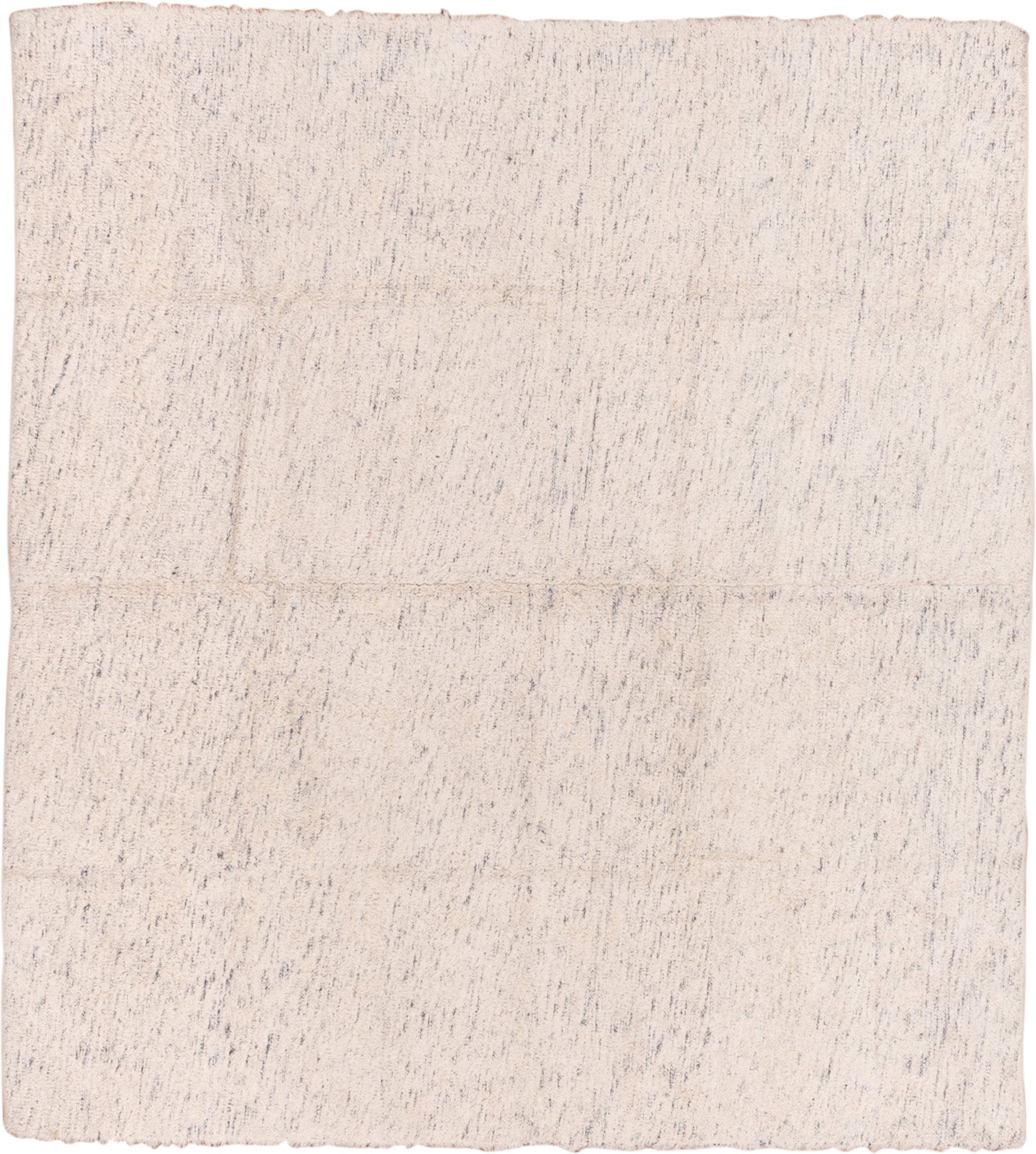 6' x 6' one-of-a-kind handmade vintage Kilim rug. Color palette: ivory, cream, light gray, taupe, beige, gray