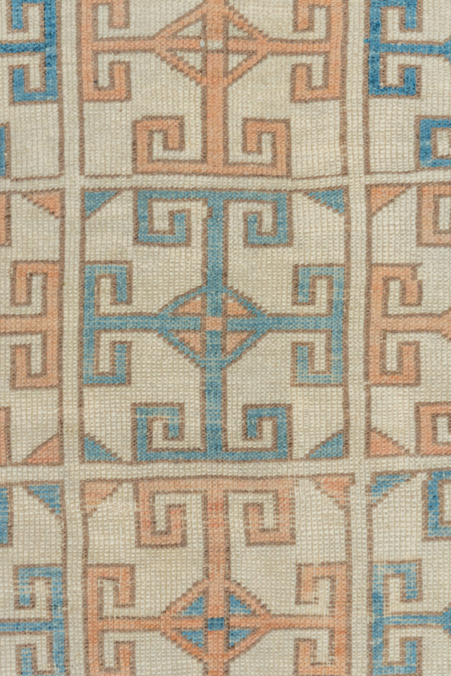 3' x 4' one-of-a-kind handmade vintage Oushak small size rug. Color palette: ivory, terra cotta, camel, turquoise, beige