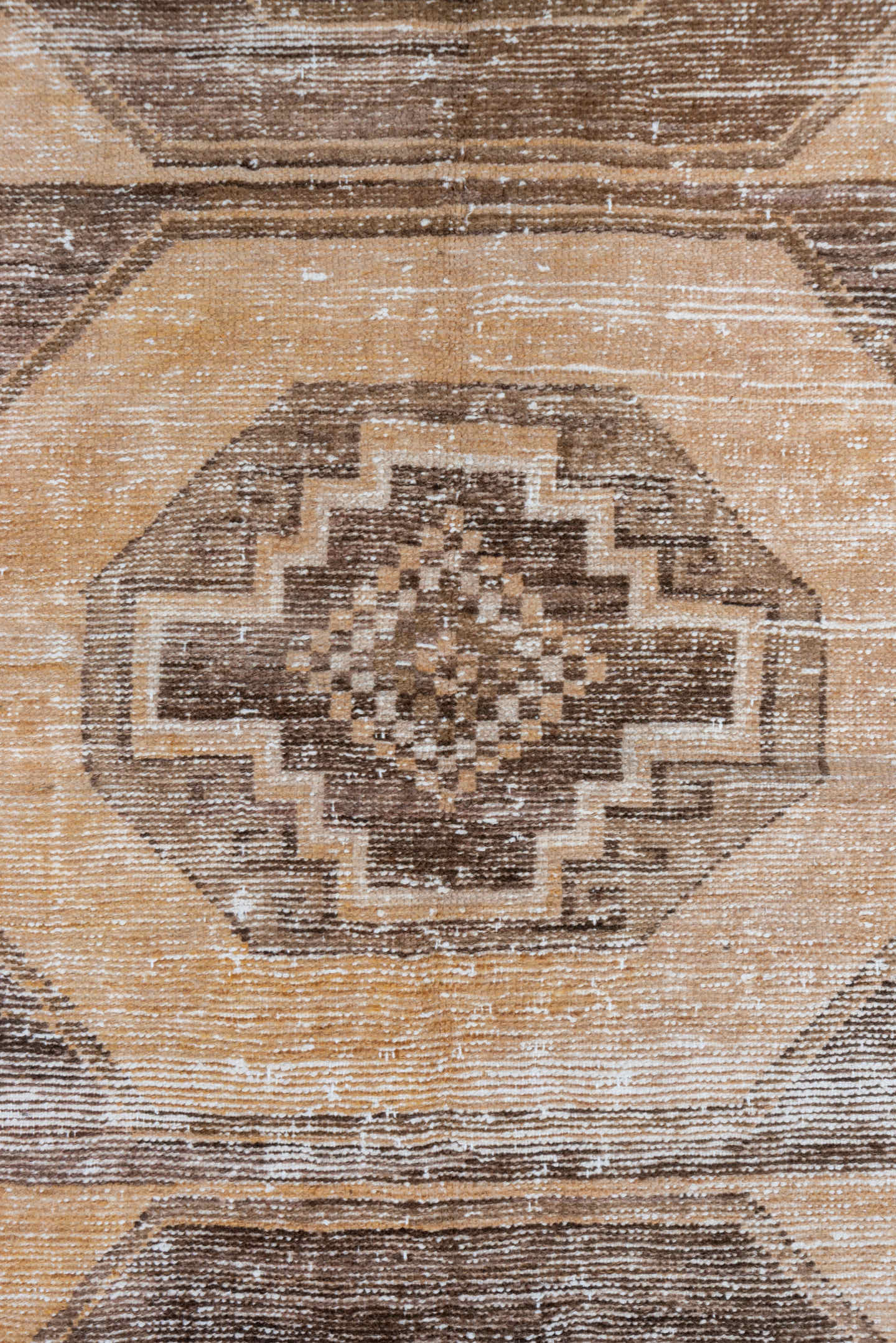 2' x 12' one-of-a-kind handmade vintage Oushak runner rug. Color palette: taupe, camel, ivory, brown, beige, gray