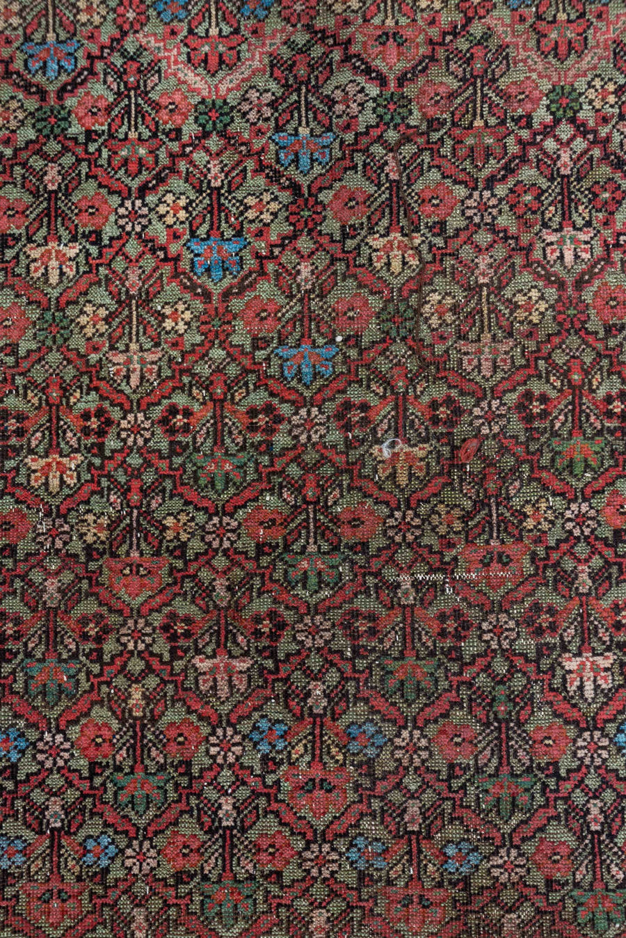 5' x 10' one-of-a-kind handmade vintage Mahal medium size rug. Color palette: rust, brown, navy, taupe, terracotta, slate