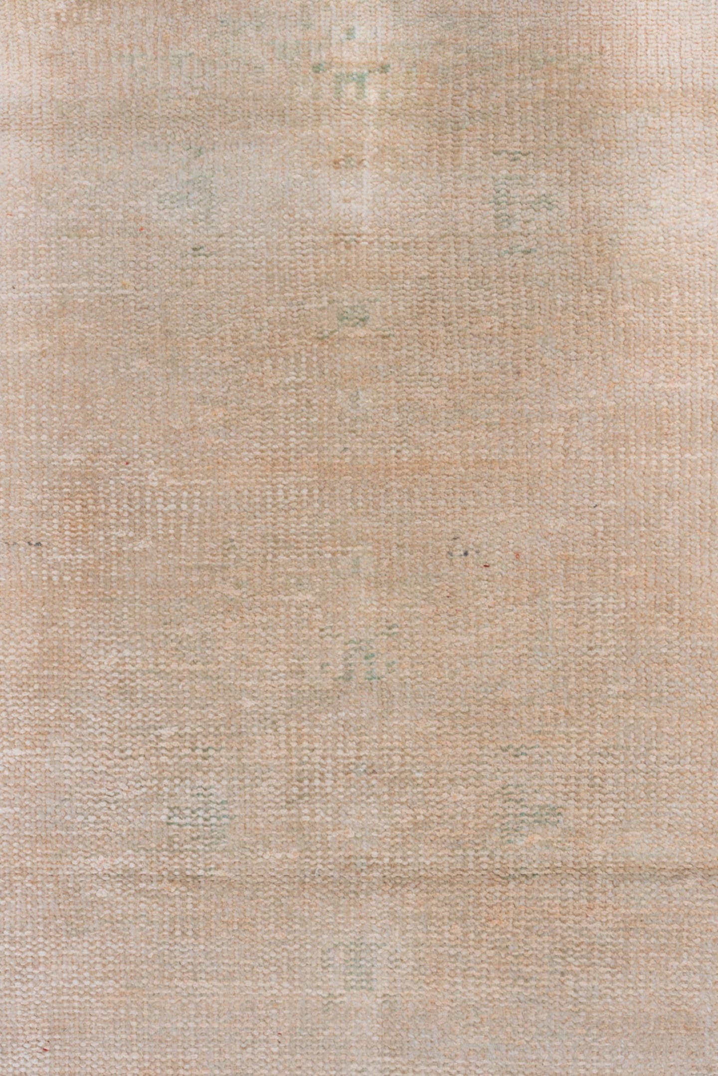 2' x 5' one-of-a-kind handmade vintage Oushak small size rug. Color palette: blush, ivory, cream, taupe, sage, pink, beige