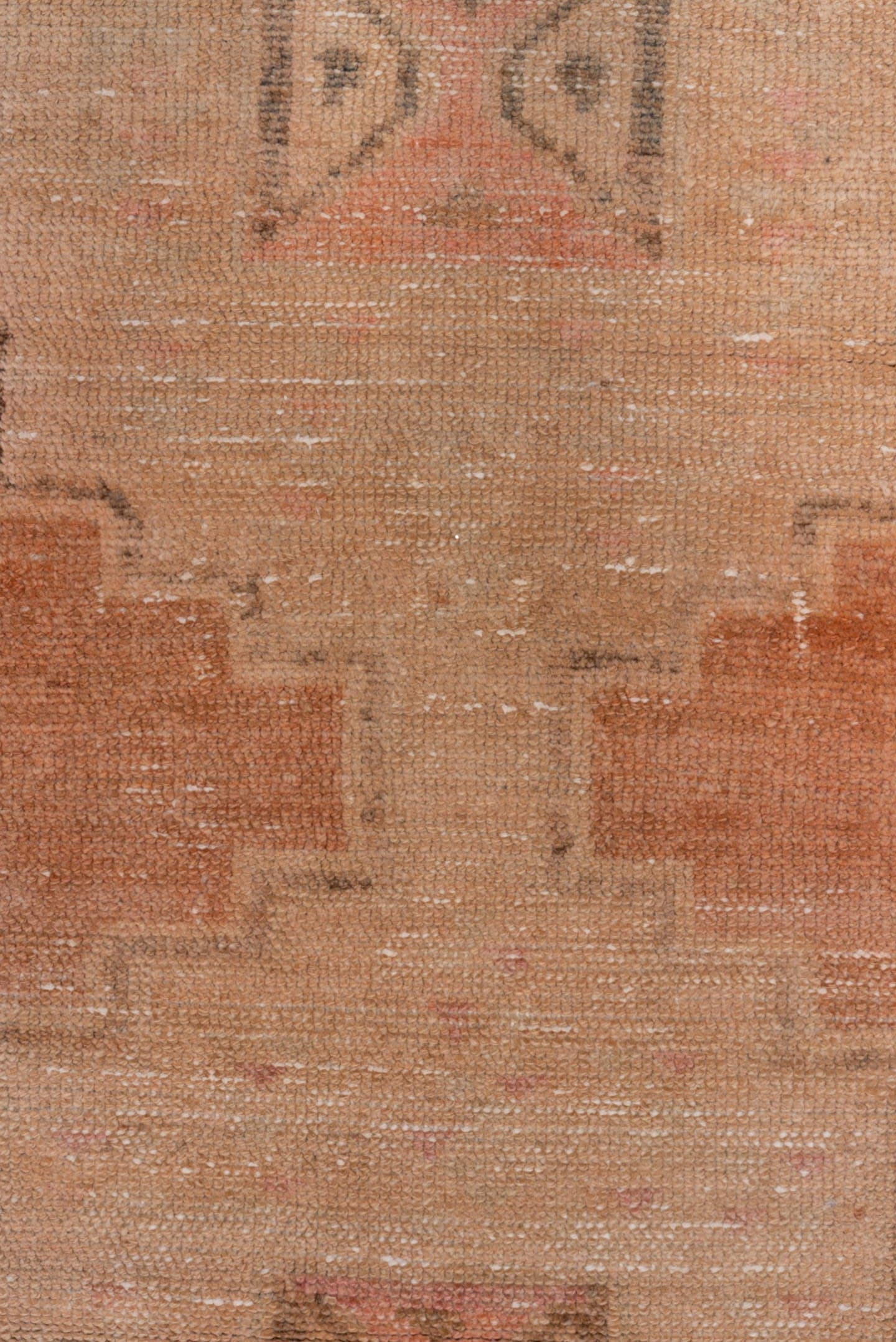 2' x 7' one-of-a-kind handmade vintage Oushak runner rug. Color palette: blush, peach, ivory, taupe, rose, pink, terracotta