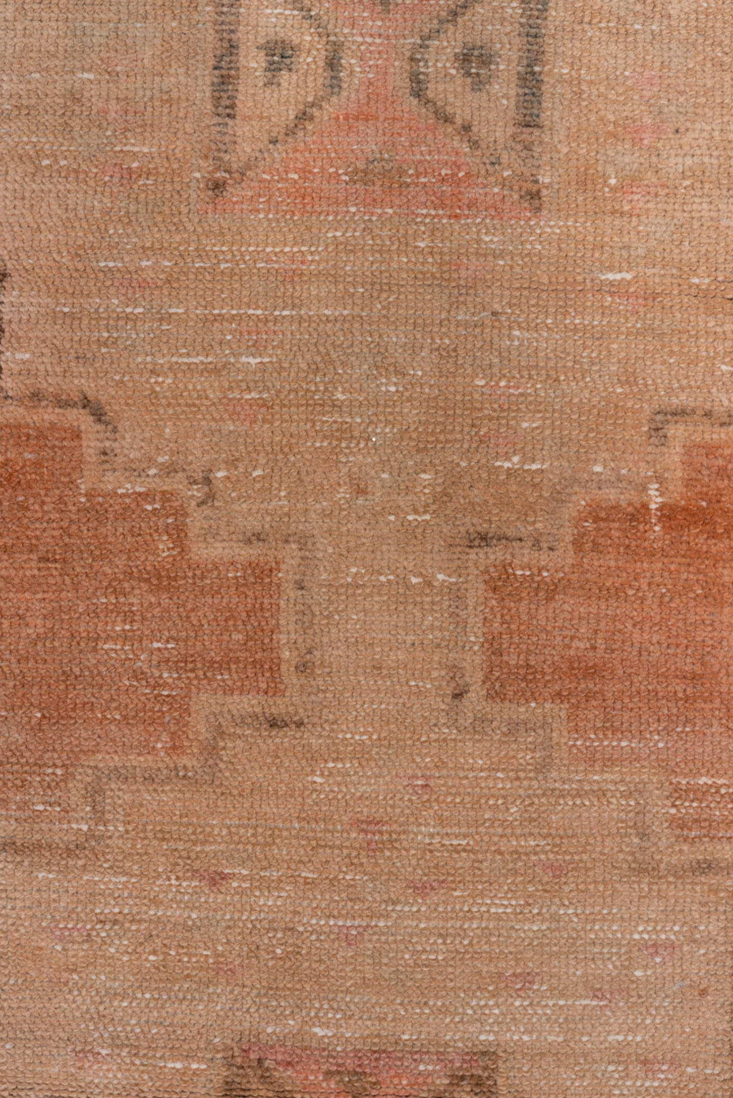 2' x 7' one-of-a-kind handmade vintage Oushak runner rug. Color palette: blush, peach, ivory, taupe, rose, pink, terracotta