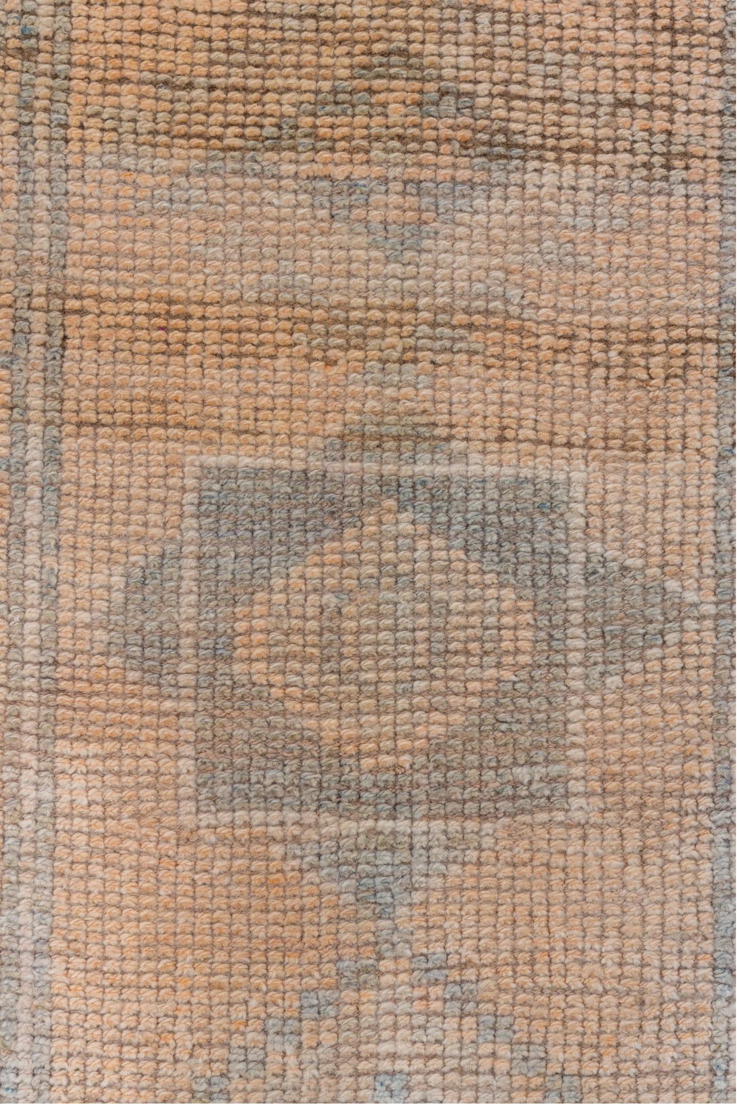 2' x 11' one-of-a-kind handmade vintage Oushak runner rug. Color palette: peach, gray, ivory, taupe, camel, terracotta, pink