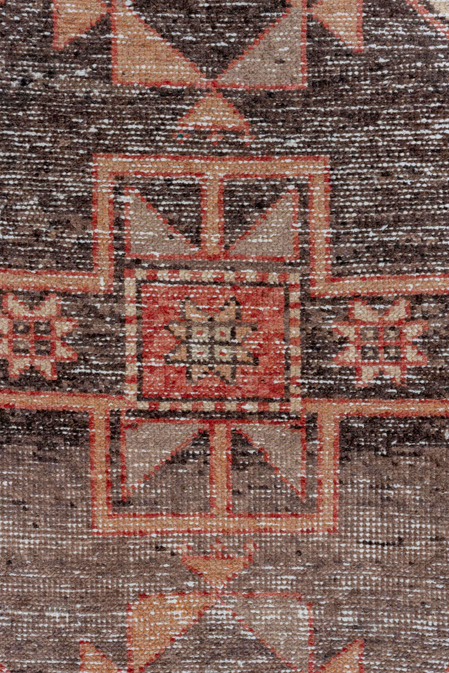 2' x 12' one-of-a-kind handmade vintage Oushak runner rug. Color palette: terra cotta, charcoal, blush, ivory, taupe, brown