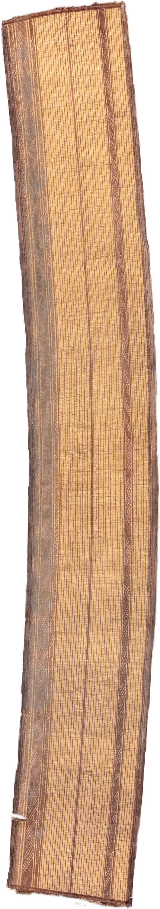2' x 17' one-of-a-kind handmade vintage Tuareg runner rug. Color palette: camel, brown, tan, beige