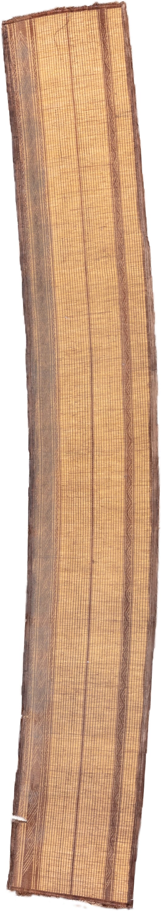 2' x 17' one-of-a-kind handmade vintage Tuareg runner rug. Color palette: camel, brown, tan, beige